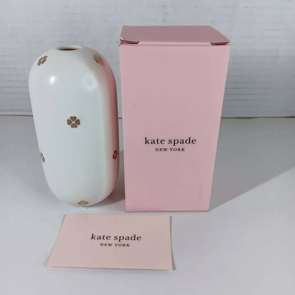 Kate Spade New York Lenox Bud Vase Spade Street White Gold 5 